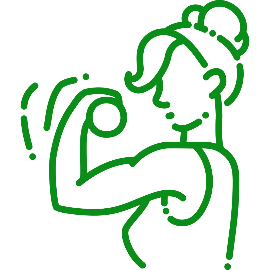 green drawing outline of a women lifting a dumbbell. 